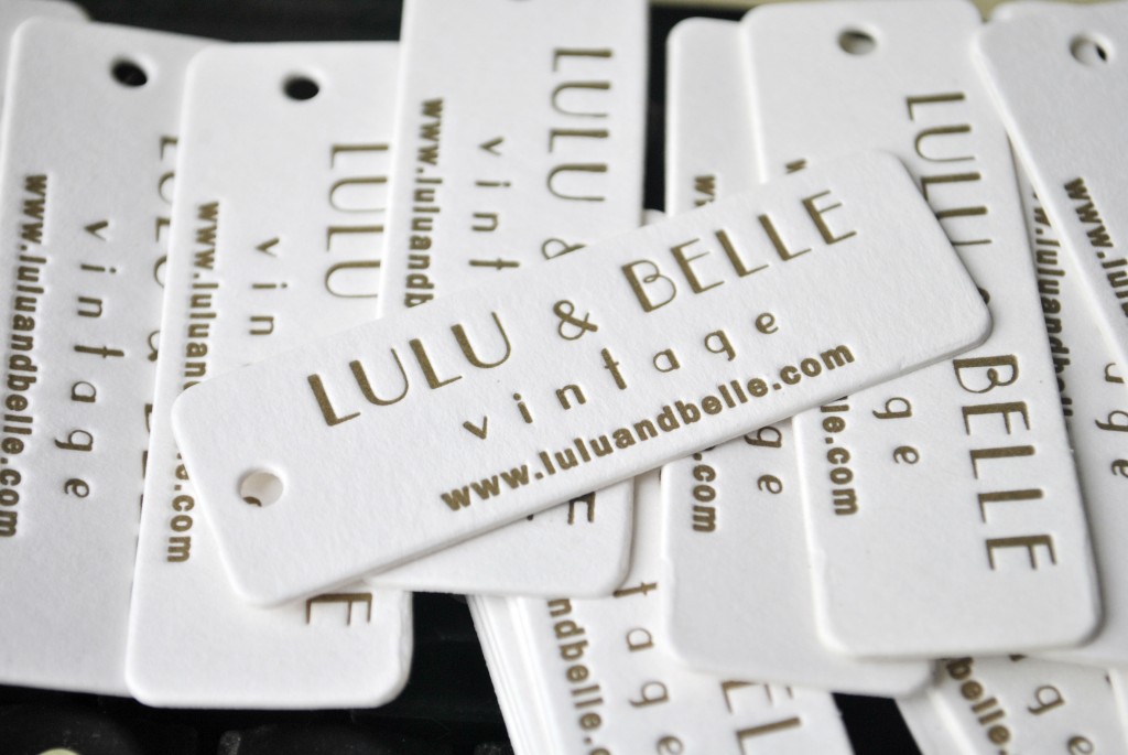 letterpress hang tags for Lulu & Belle