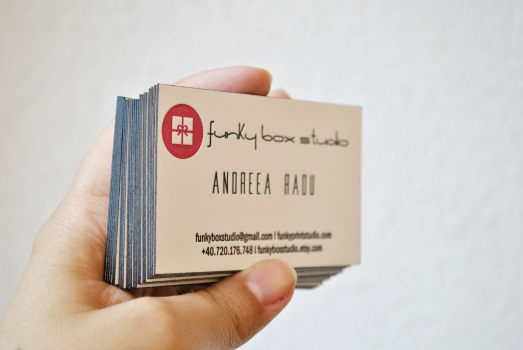 letterpress business cards with edge painting