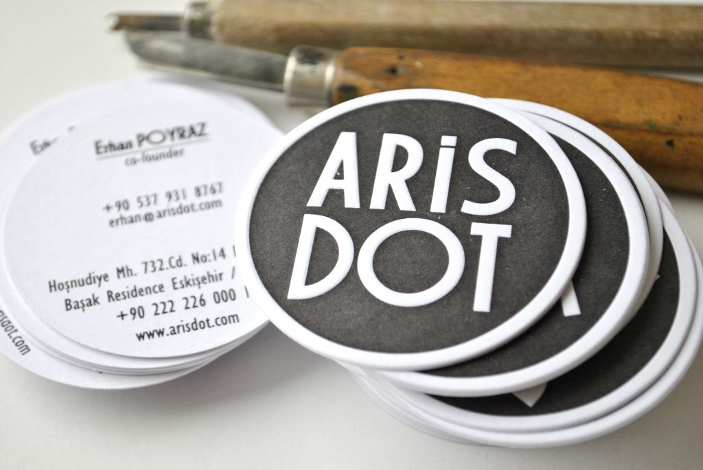 round letterpress business cards