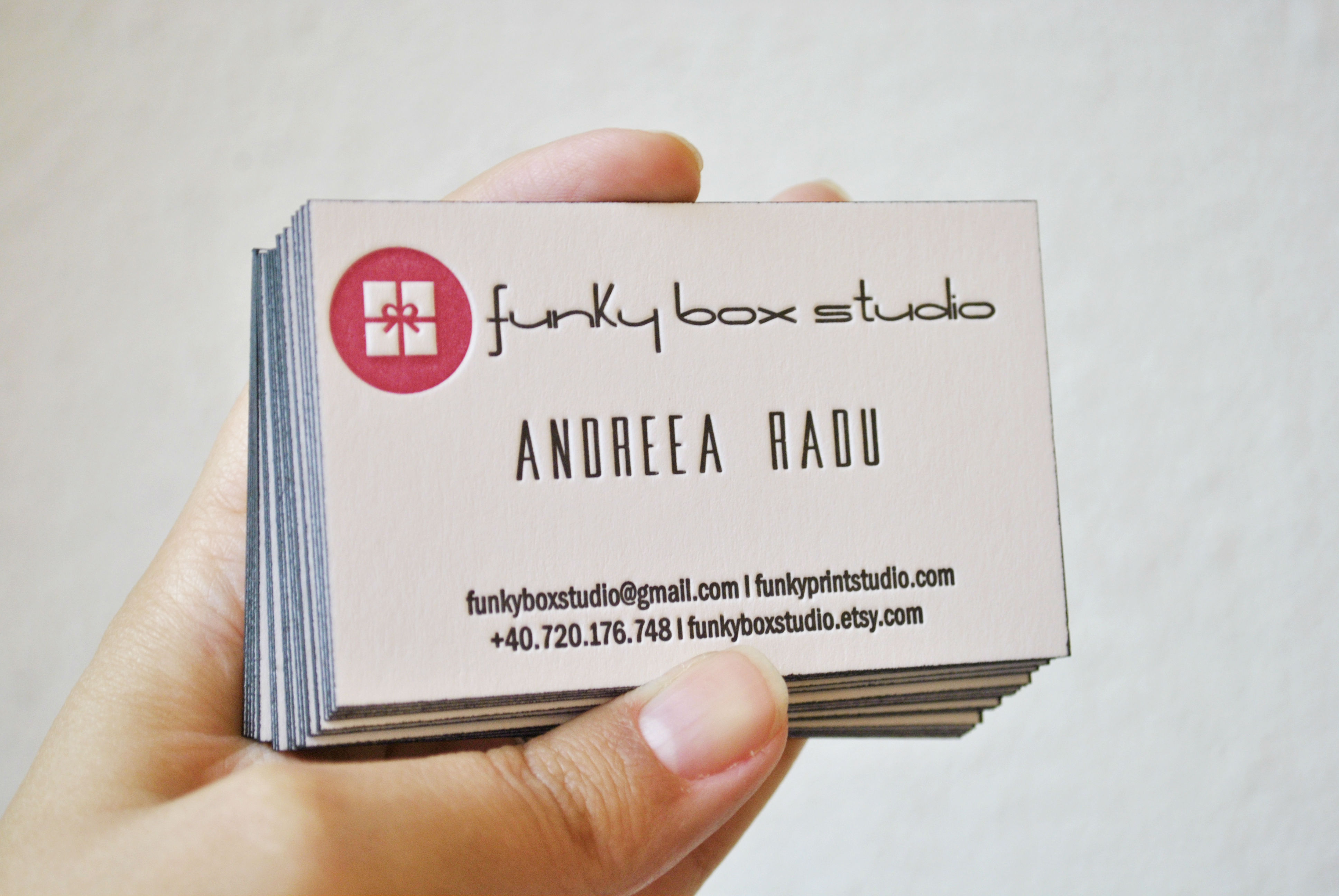 letterpress business cards with edge painting