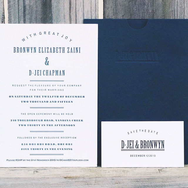 letterpress wedding set